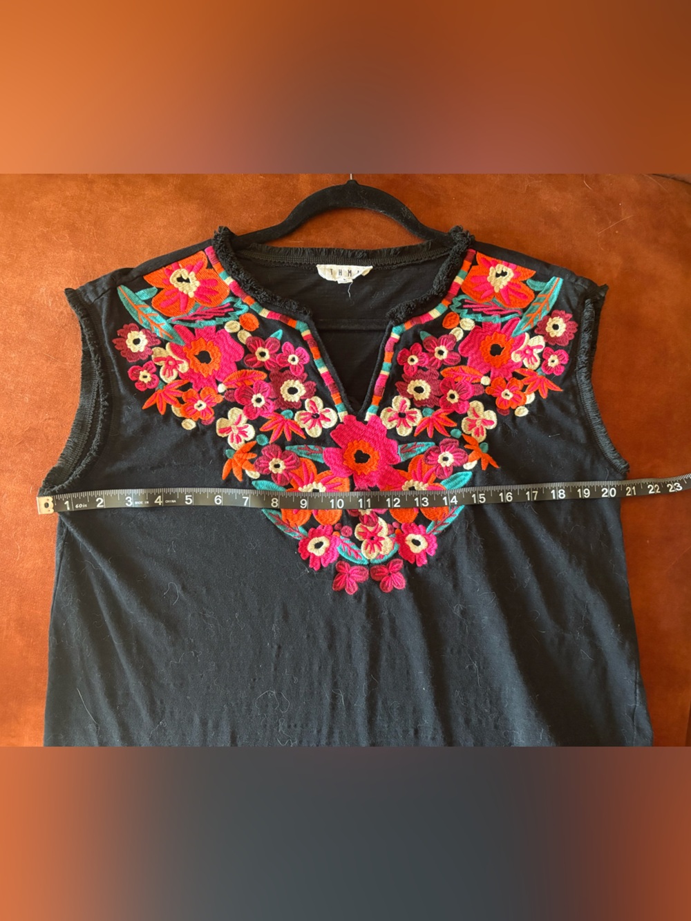 THML Black Embroidered Floral Top - Picture 3 of 5